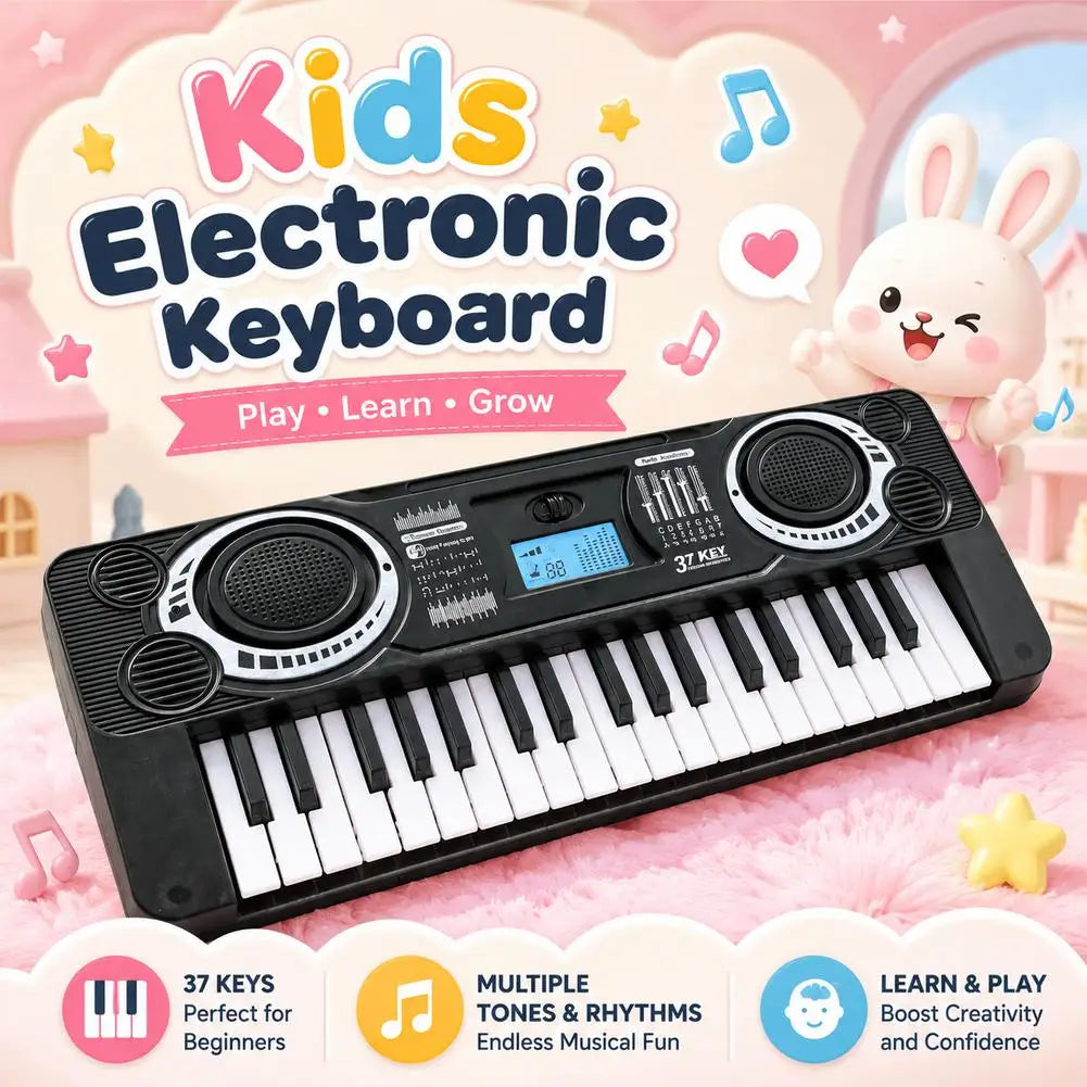 37 Keys Kids Electronic Keyboard Portable Musical Instrument Toy Multi Rhythms Electronic Piano For Toddler Beginners