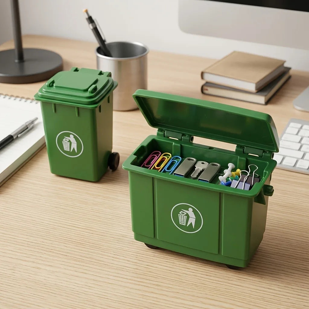 2 mini Green desktop Storage Buckets, Small Object Organizer, Office Storage Basket, Paper Clips and Small Desk Accessories