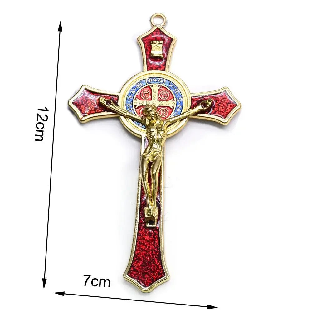 12*7cm Golden Saint Benedict Cross Jesus Christ  Pendant Religion Pray Decoration Supplies
