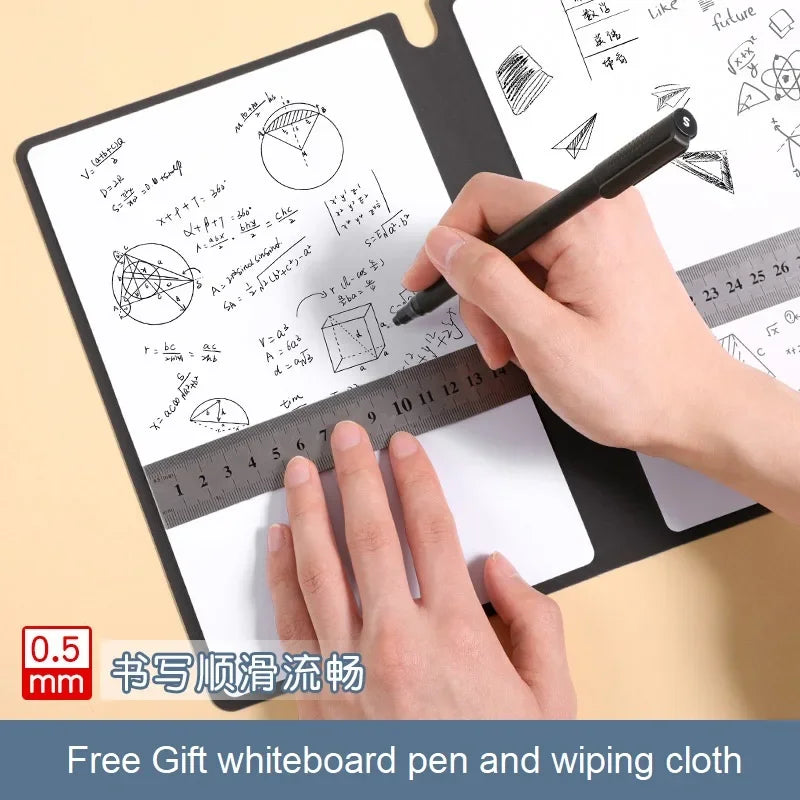 Office Supplies, Reusable Whiteboard Notebook Set with Pen, Eraser & Leather Wipe Cloth，Weekly Planner Notepad for Office Daily