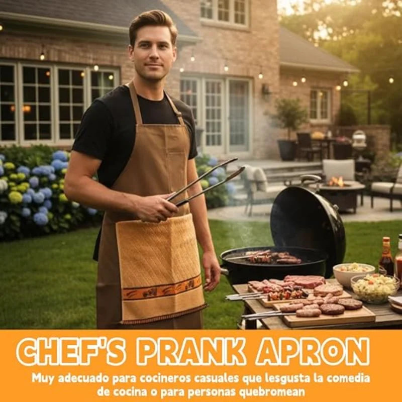 Funny Chef Prank Apron for Men Novelty Cooking BBQ Apron with Humorous Print Gag Gift for Kitchen Grilling Dad Husband