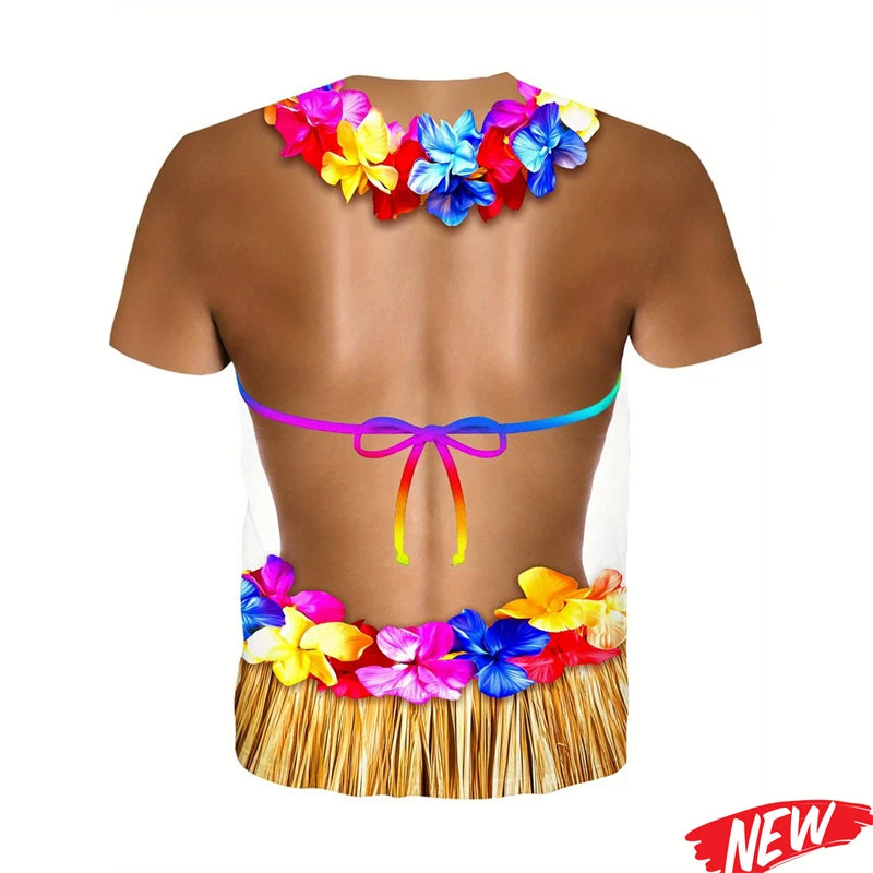 Funny Abs Muscle Graphic T Shirt For Men Hawaiian O'neck Short Sleeve Fashion Casual Tee Shirts Street Holiday Party T Shirts