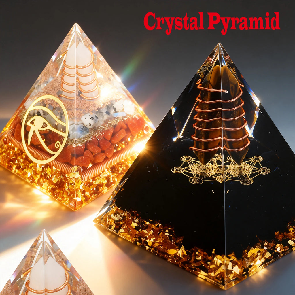 Crystal Pyramid Reiki Energy Pyramid Decor Handmade Meditation Pyramid Ornament Energy Protection Crystal Generator for Office