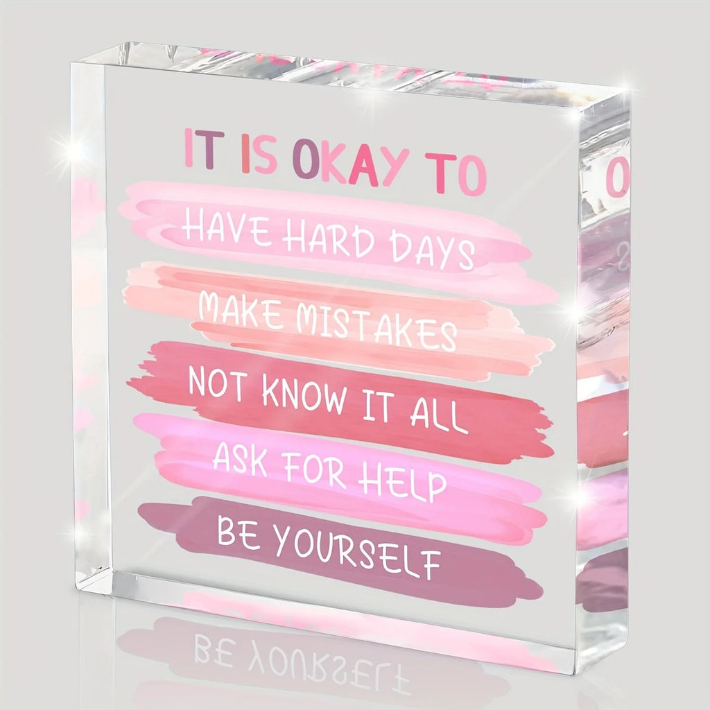 Mental Health Decor - Pink Office Decor Ornamenta Teacher Desk L- Inspirational Gifts for Women - Mental Health Present