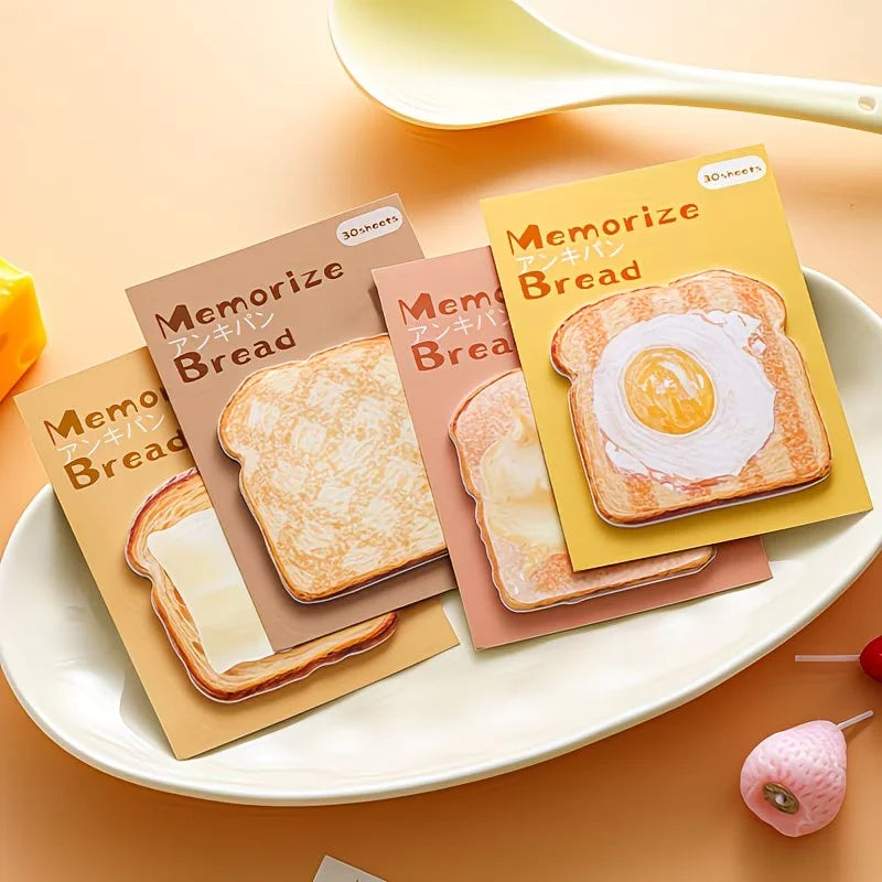 4 Sets of Toasted Sticky Notes, Tear-Off Office Memo Paper, Index of Student Study Office Notes