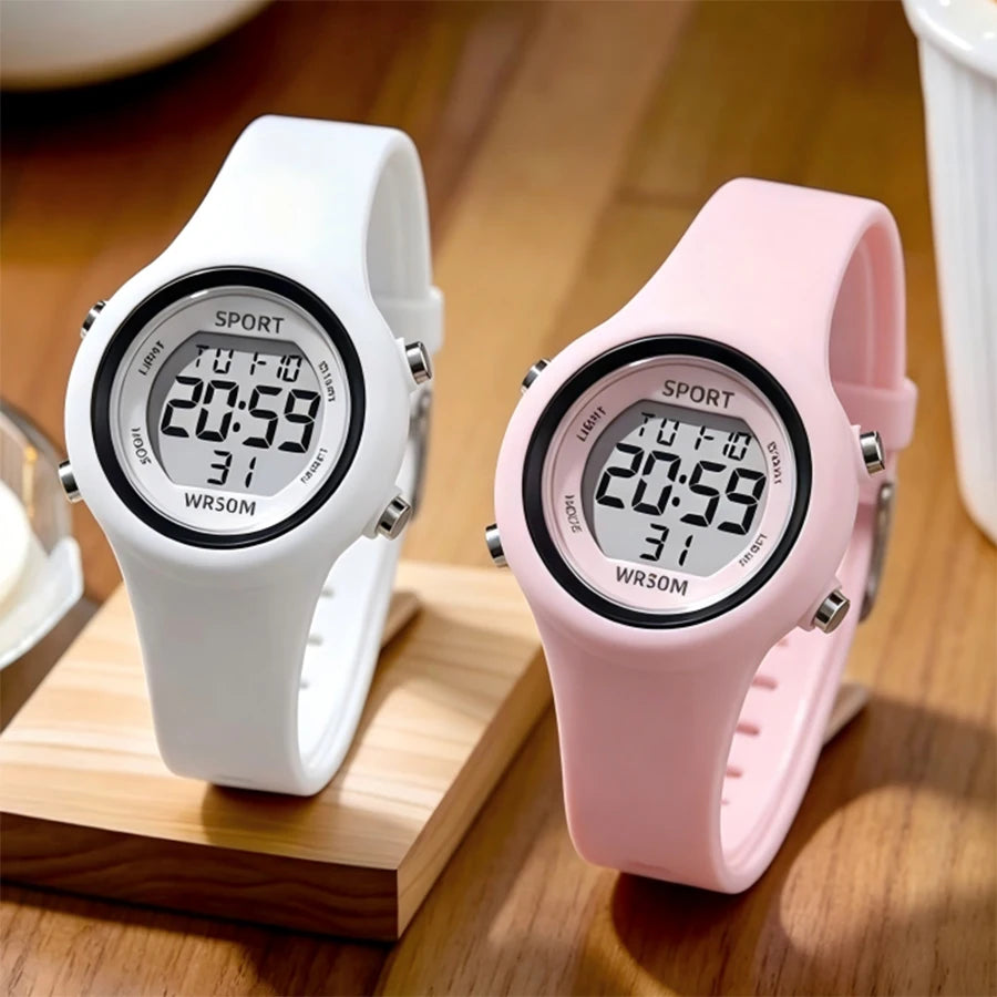Kids Electronic Wristwatch Set LED Digital Sports Watch Waterproof Luminous Alarm Clock Fashion Clock for Boys Girls Students