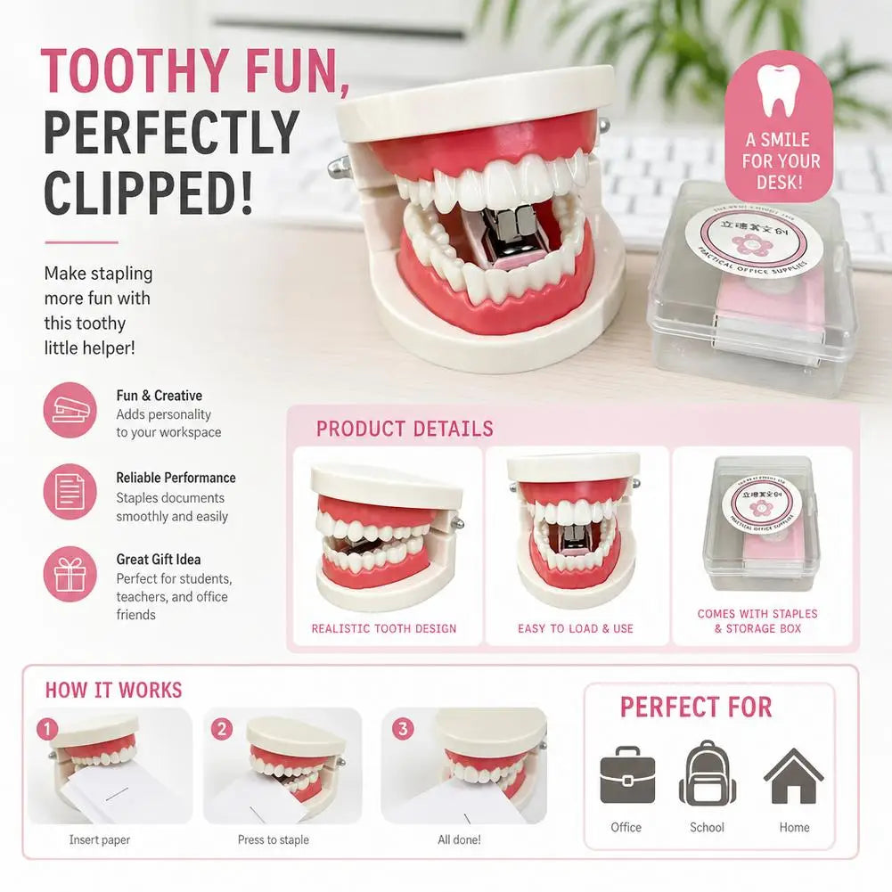 Creative Tooth Stapler Prank False Teeth Stapler Student Stationery Abstract Prank Tools Simple Personalized Gadgets