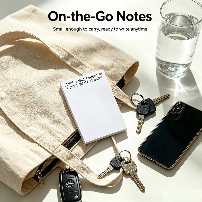 Random Stuff Notepad, Daily Sticky Notes Memo Pad Portable Planner for Coworkers, Funny Office Gifts