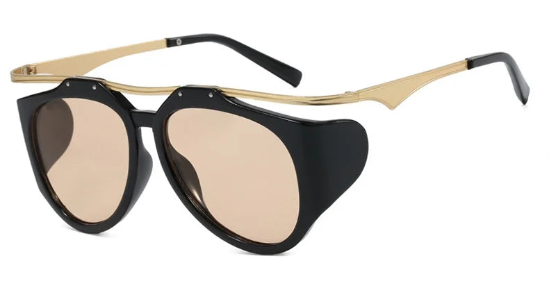 Unique Punk Sunglasses for Women Fashion Luxury Brand Unique Big Frame Round  Sun Glasses Outdoor Cycling Trendy Glasses Eyewear