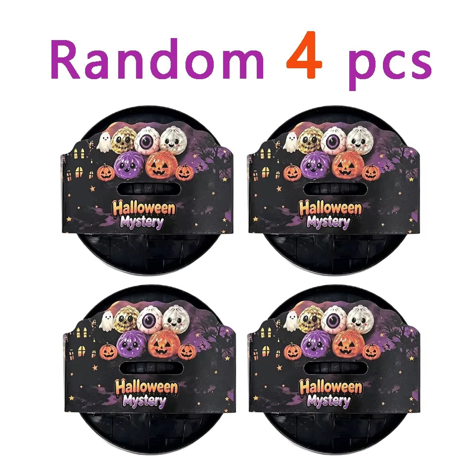 12 Styles Halloween Mystery Blink Box Squishy Toy Glitter Pumpkin Eyeball Skull Bun Squeeze Fidget Toy Soft Stretchy ASMR