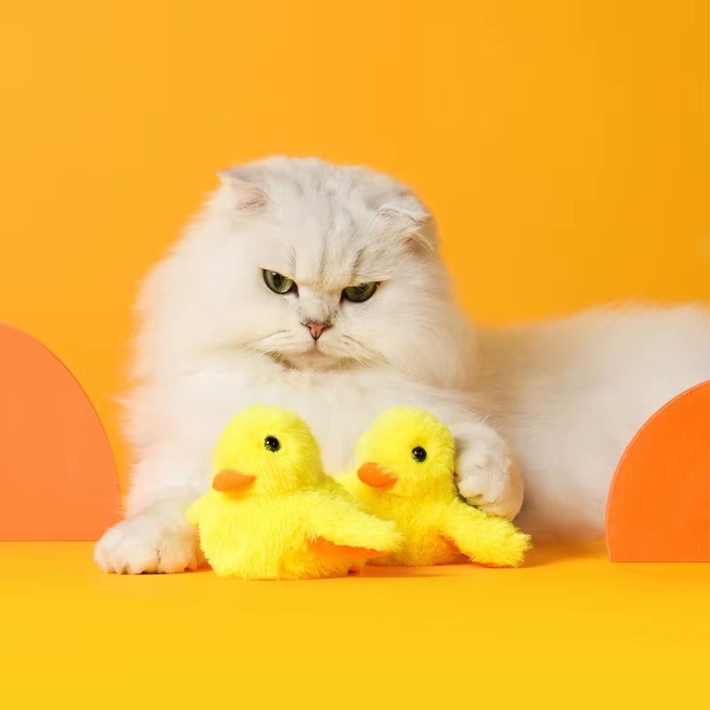 Smart Flapping Duck Cat Toys Interactive Electric Bird Toys Washable Cat Plush Toys with Vibration Sensor Cats Game Toys Kitten