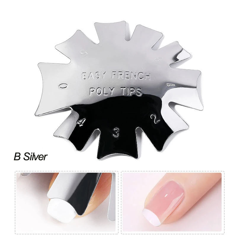 Pro 12 Style Easy French Smile Cut V Line Edge Trimmer Nail Cutter Almond Design Nail Stencil Styling Mold French Manicure Tools
