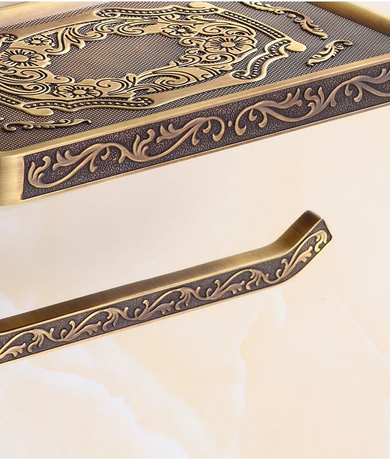 Toilet Paper Holder Wall Mounted Vintage Classic Bathroom Antique Brass Roll Tissue Box Bathroom Accessories