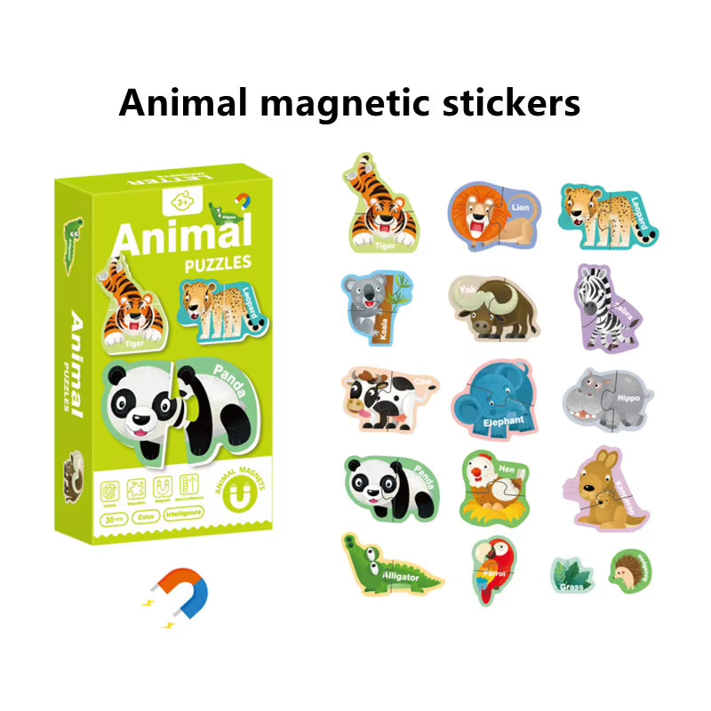 Magnetic Stickers Refrigerator Letters Cognitive Numbers Animal Matching Puzzle Game Baby Early Educational Toys for Children