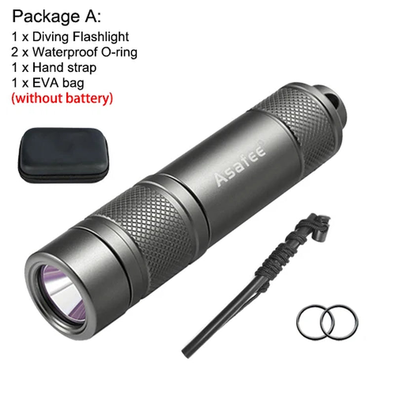 Asafee AF11 XPG LED Small Diving Flashlight Waterproof IPX8 Diving Dive Lamp Scuba Backup Diver Torch Light