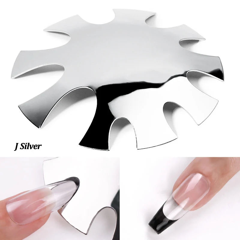 Pro 12 Style Easy French Smile Cut V Line Edge Trimmer Nail Cutter Almond Design Nail Stencil Styling Mold French Manicure Tools