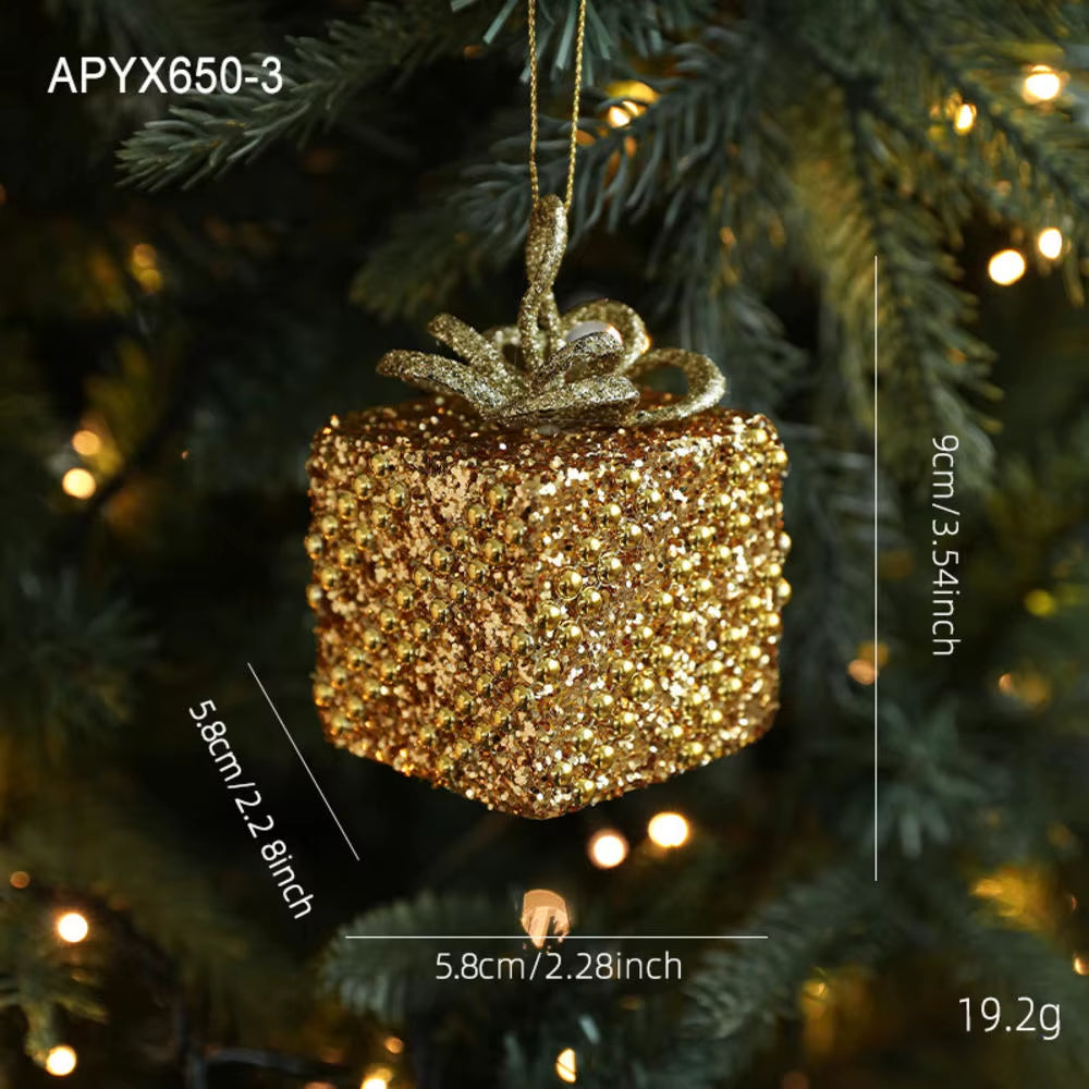 Christmas Tree Ornaments Pink Foam Ball Bow Tree Top Star Xmas Tree Hangings Pendant Party Decorations Supplies 2025 New Year