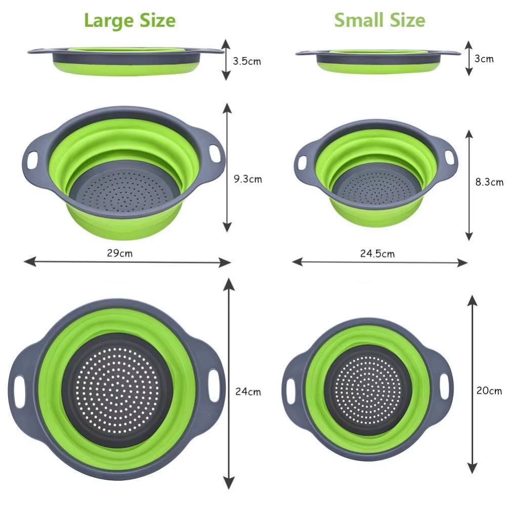 LMETJMA round Folding Colander BPA Free Fruits Vegetables Washing Drain Basket Kitchen Colander Strainer Dishwasher Safe KC0236