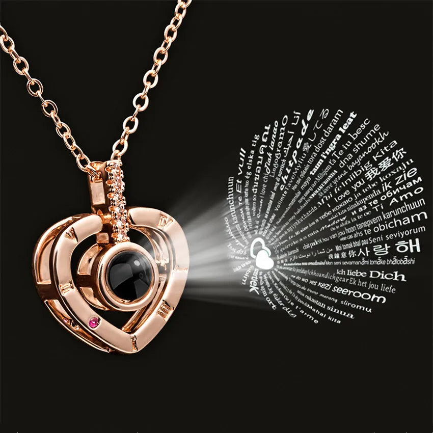 Projection Necklace 100 Languages I Love You Pendant Necklaces for Lover Girlfriend 2026 Creative Couple Romantic Jewelry Gifts