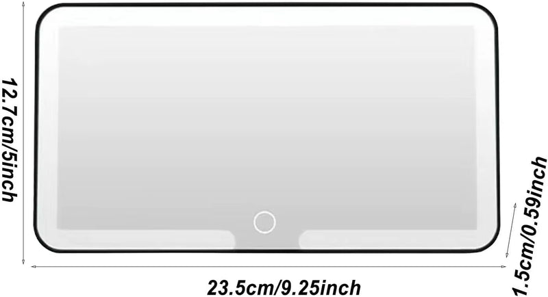 Portable USB Rechargeable LED Makeup Mirror Fashion Car Visor with Magnify and Three Color Lights Touch Switch Sun-Shading
