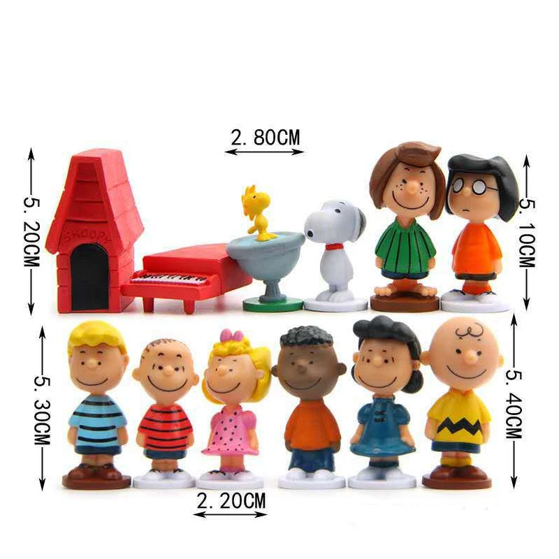 Hot Selling Japan Cartoon Peanuts Snoopy Charlie Sally Woodstock Mini Figure Model Toys Miniature Cake People Collection Props