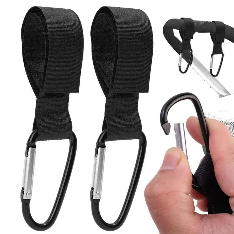 2/1Pcs Baby Stroller Hook Clip Aluminum Alloy Carabiner Cart Organizer Diaper Bag Shopping Pram Hook Hanger Stroller Accessories