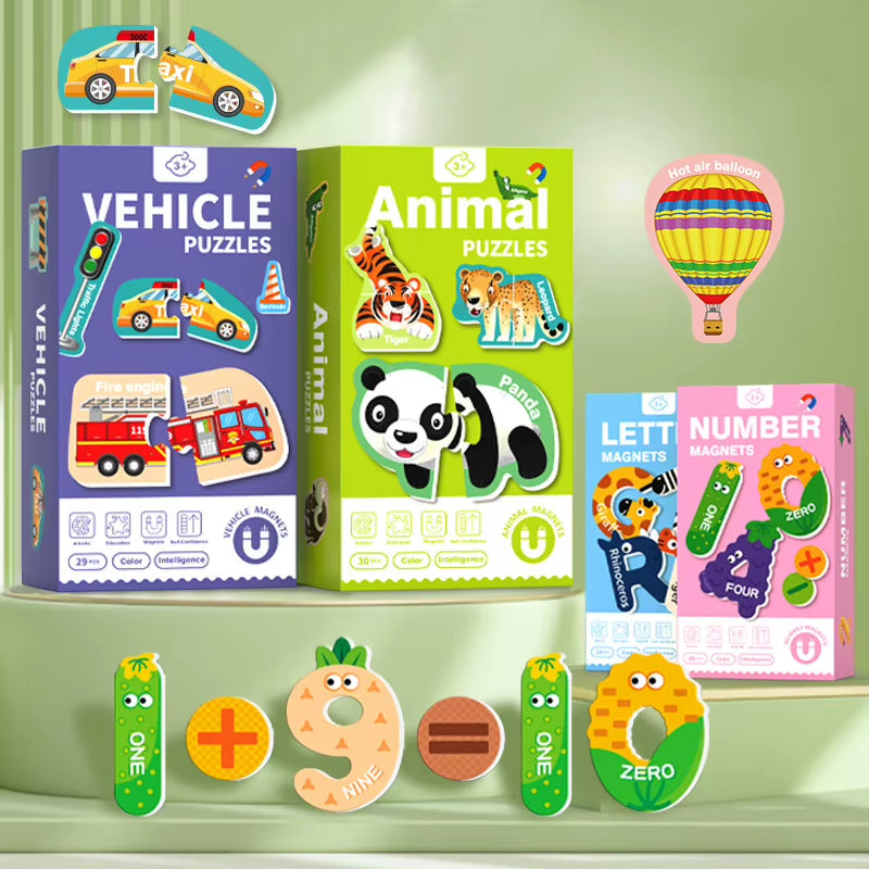 Magnetic Stickers Refrigerator Letters Cognitive Numbers Animal Matching Puzzle Game Baby Early Educational Toys for Children