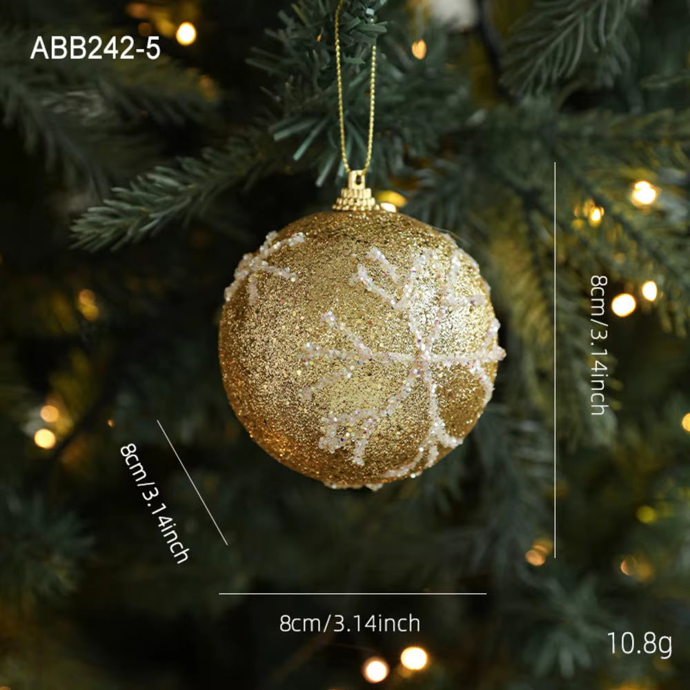 Christmas Tree Ornaments Pink Foam Ball Bow Tree Top Star Xmas Tree Hangings Pendant Party Decorations Supplies 2025 New Year