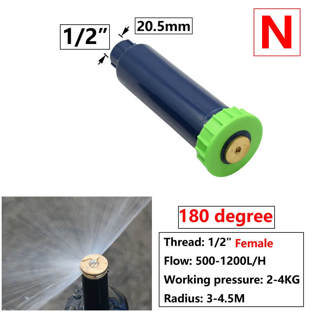 Garden Lawn Popup Sprinkler 90/180/360 Degree Rotation Sprinkler Adjustable Replacement Scattering Nozzles for Irrigation