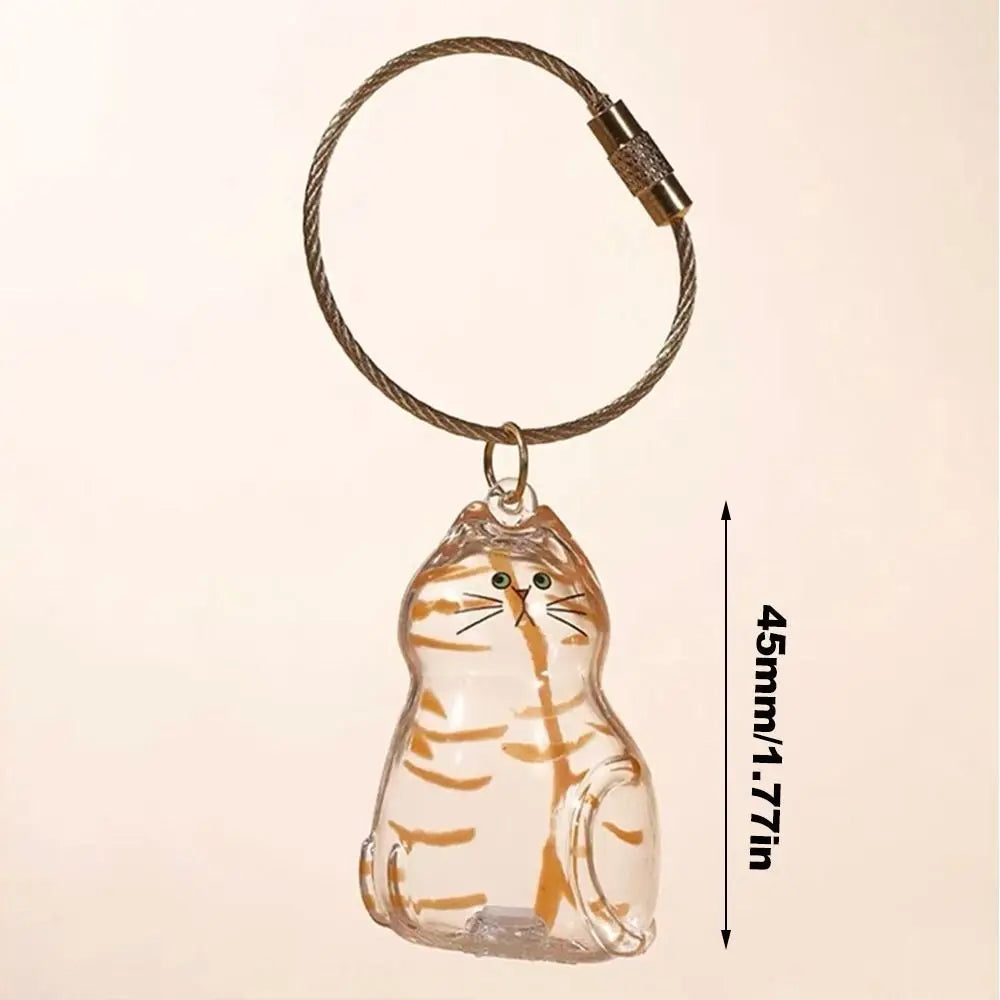 Small Ornaments Cat Fur Storage Pendant Transparent Container Handmade Design Stylish Keychain Cute Cat Shaped