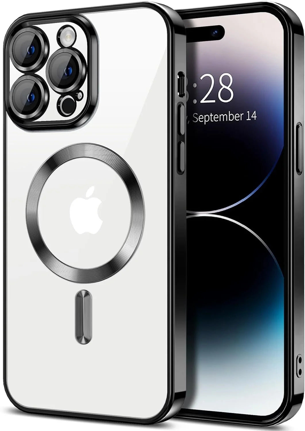 Entronix Magnetic Clear Case Compatible with Iphone 15 Pro Max, Flexible Fashion Cover, Black