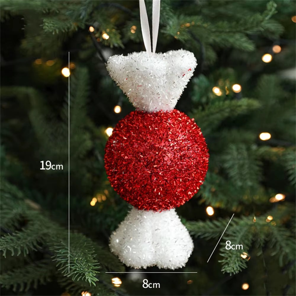 Christmas Tree Ornaments Pink Foam Ball Bow Tree Top Star Xmas Tree Hangings Pendant Party Decorations Supplies 2025 New Year