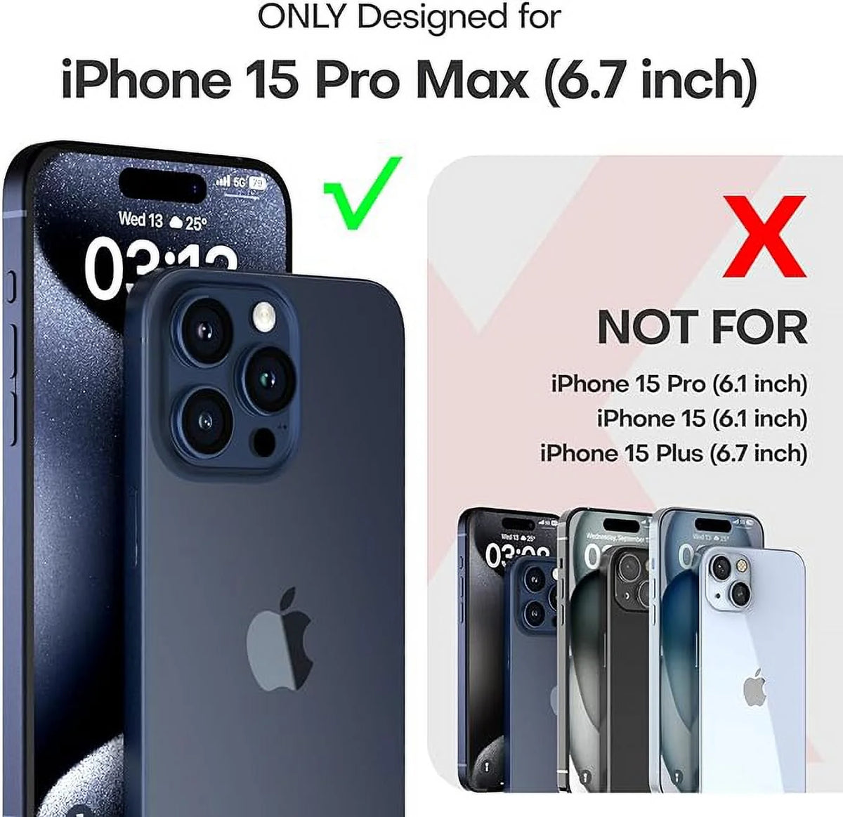 Entronix Magnetic Clear Case Compatible with Iphone 15 Pro Max, Flexible Fashion Cover, Black