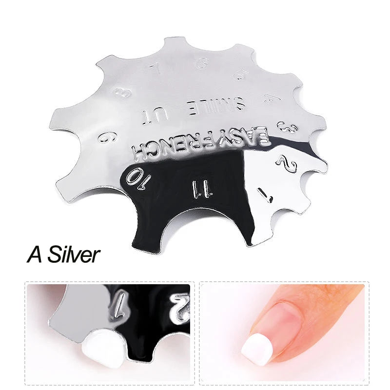 Pro 12 Style Easy French Smile Cut V Line Edge Trimmer Nail Cutter Almond Design Nail Stencil Styling Mold French Manicure Tools