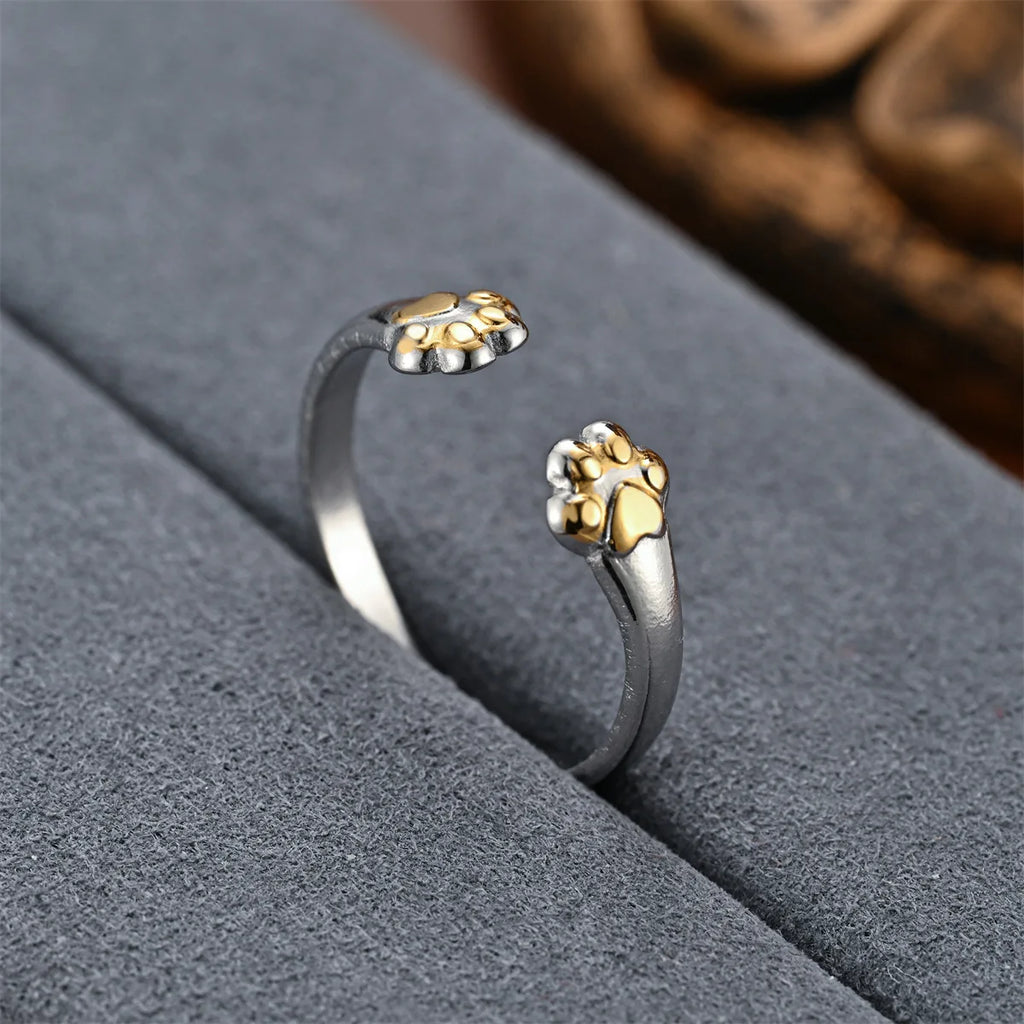 New Hot Selling Fashion Stainless Steel Cat Claw Ring with Adjustable Opening for Women Jewelry Gifts