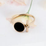 Black Disc Accent Ring – Rose Gold, Gold or Silver