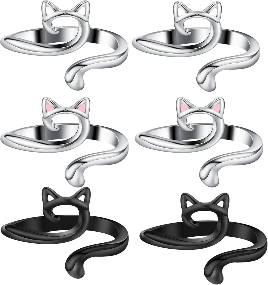 Knitting Crochet Hook Ring 1/2Pcs Adjustable Crochet Tension Cat Ring Beginneryarn Guide Finger Holders Thimbles Winder Tools