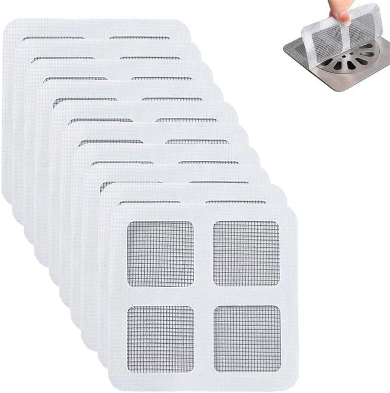 2025 New Disposable Shower Drain Hair Catcher, Shower Drain Cover Mesh Stickers Floor Drain Sewer Hair Filter Screen Blocking Strainer for Bathroom Laundry Bathtub Kitchen (10PCS)