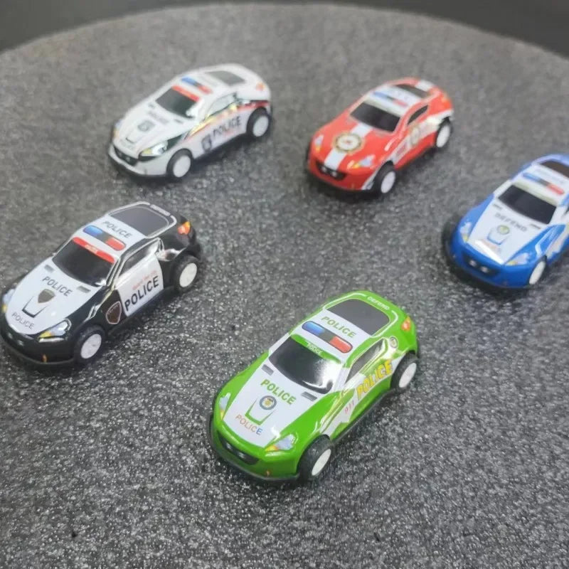 10Pcs Mini Alloy Car Model Toy Diecast Iron Sheet Police Cars for Boys Sliding Inertia Vehicle Kids Birthday Christmas Toys Gift