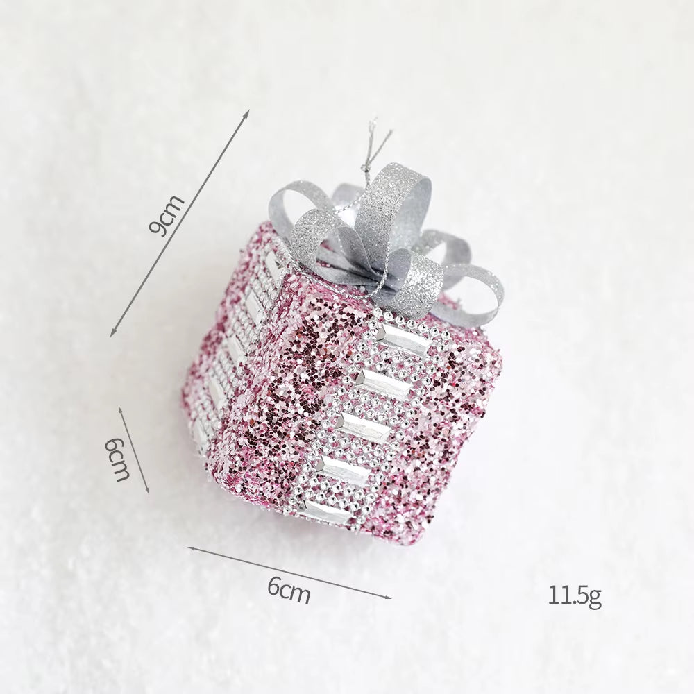 Christmas Tree Ornaments Pink Foam Ball Bow Tree Top Star Xmas Tree Hangings Pendant Party Decorations Supplies 2025 New Year