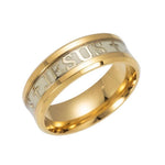ERLUER Euramerican Rings for Men Women Jesus Cross Stainless Steel Luminou Glow in Dark Fluorescent Band Ring Wholesale Jewelry