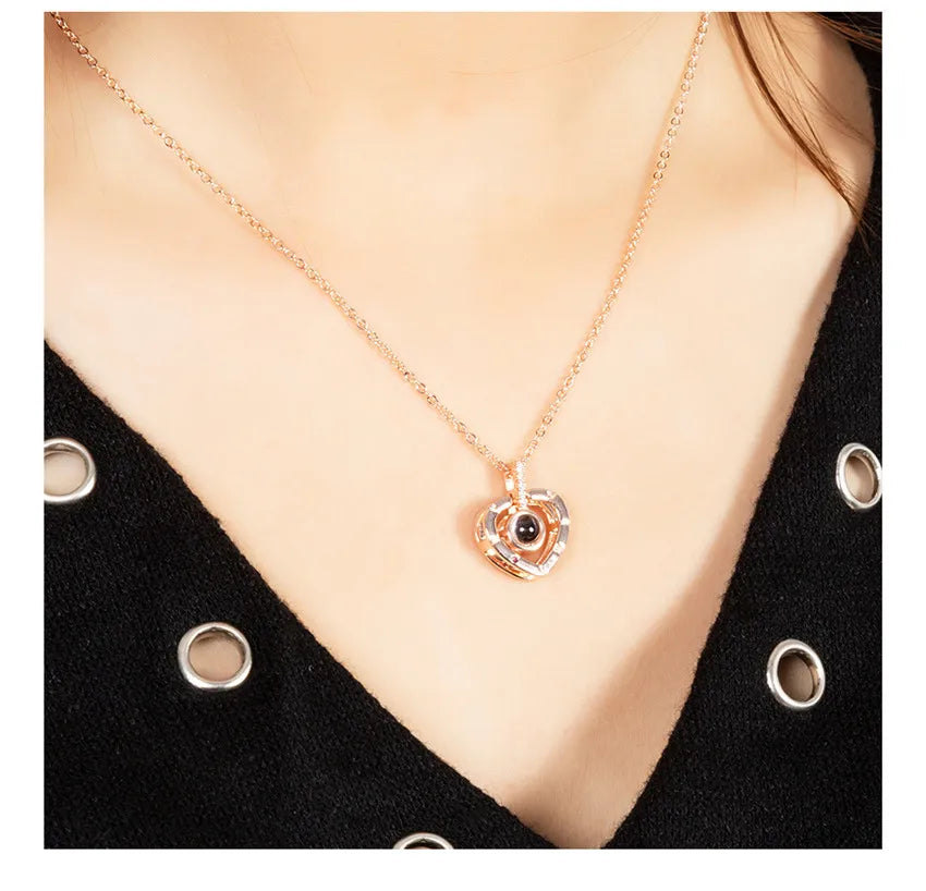 Projection Necklace 100 Languages I Love You Pendant Necklaces for Lover Girlfriend 2026 Creative Couple Romantic Jewelry Gifts